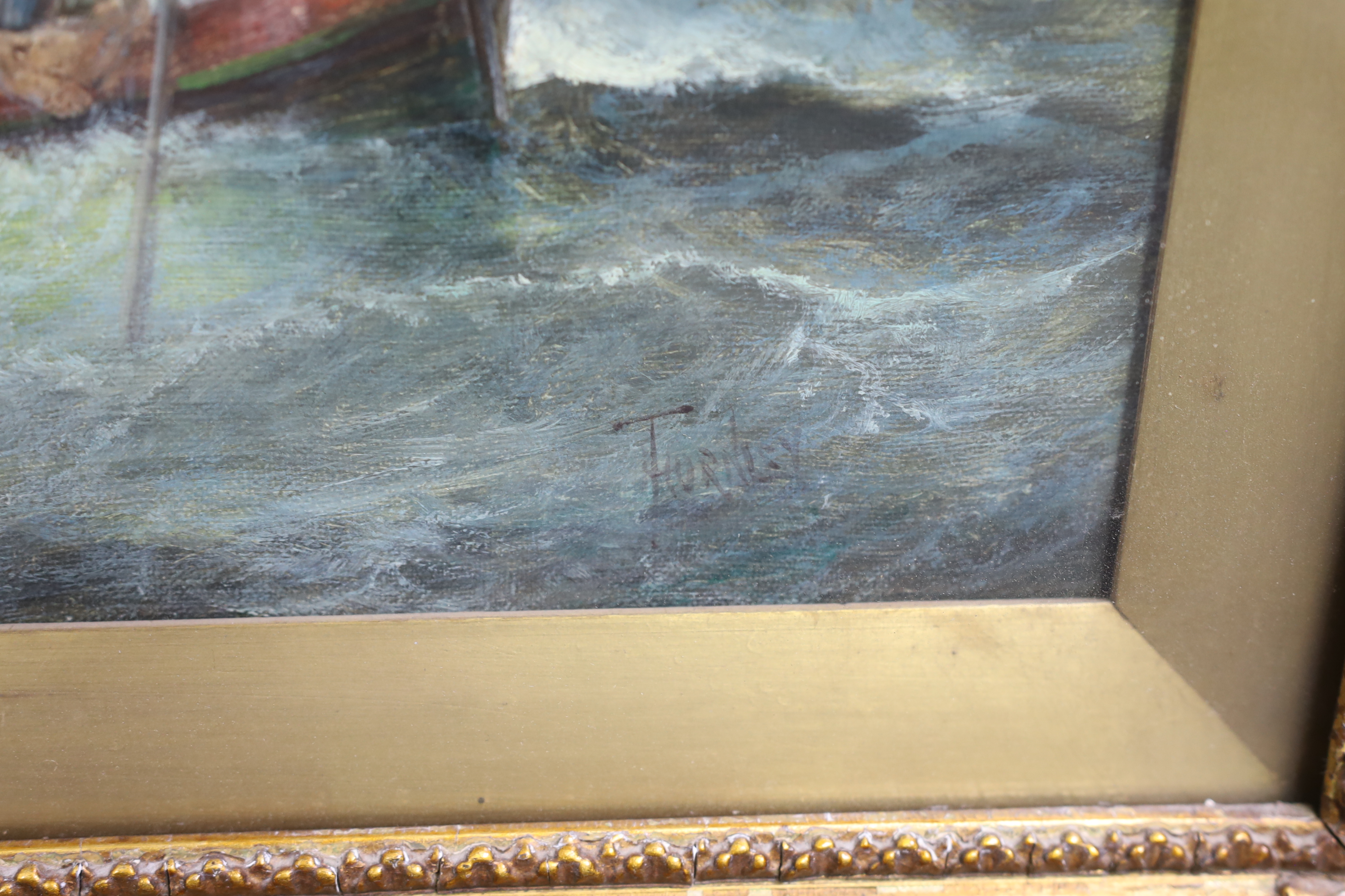Hubert Thornley (William Anslow Thornley) (fl.1859-1898), Hay barges and other shipping off the coast, oil on canvas, 40 x 60cm